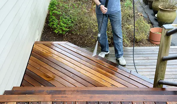 Pressure Washing Deck Before Staining