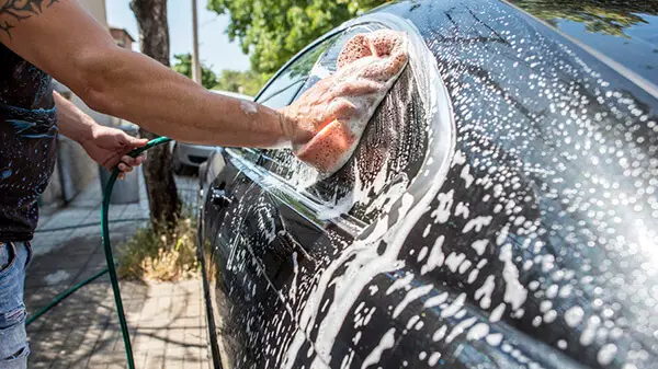 Washing Car With Hot Water